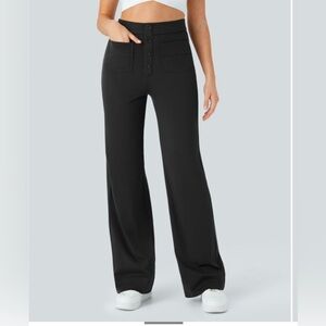 Halara High Waisted Straight Leg Casual Pants- Black - Size L Petite
